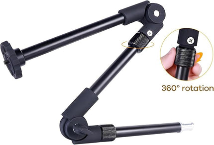 24.8in 3-Section Adjustable Friction Power Articulating Magic Arm, Overhead Camera Mount Bracket with 1/4" Screw, 3/8" Thread Hole and 5/8” Stud for Camera, LCD Monitor/LED Lights
