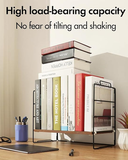 KATHY&BOB Wood Desk Shelf Organizer, 2-Tier Desktop Supplies Storage Rack, Adjustable Stackable Desk Shelf for Office, Kitchen, Bathroom, 15.75"*12.2"*7.87" (2 Sets)