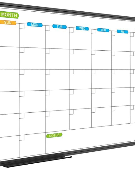 JILoffice Dry Erase Calendar Whiteboard - Magnetic White Board Calendar Monthly 36 X 24 Inch, Black Aluminum Frame Wall Mounted Board for Office Home and School