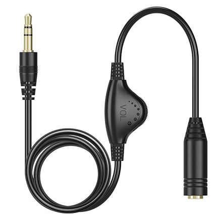 PChero 3.5mm Headphone Extension Cable with Volume Control, 3.3FT Male to Female Stereo Audio Jack Extender Aux Extension Adapter Cord for Headset Earphones Smartphones Tablets MP3 Players