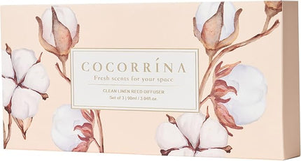 COCORRÍNA Reed Diffuser Set of 3-3 Pack/ 3.04 Fl.oz Diffuser with 24 Sticks Cashmere Vanilla/Sandalwood Rose/Clean Linen Reed Diffuser for Home Bathroom Office Decor
