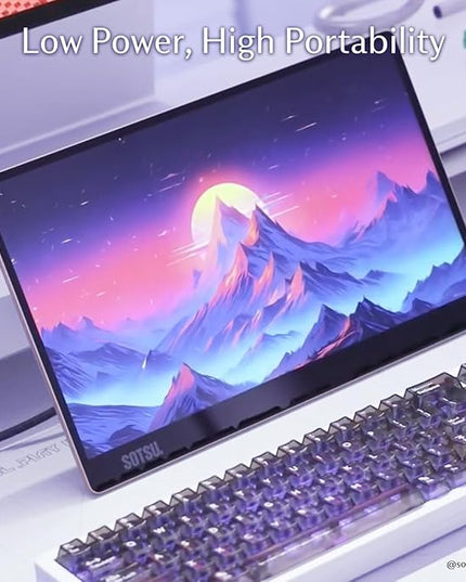 SOTSU FlipAction Go 14" Premium Portable Monitor SFA14PMML | Robust but Lightweight | Tempered Glass Cover | 1080p | 400 Nits | 100% sRGB | 5W | Super Versatile | USB C or Mini HDMI