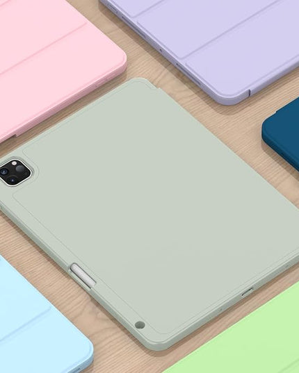 ZryXal iPad Pro 11 Inch Case (M5) 2025/ (M4) 2024 (Model: A2836/A2837/A3006), Trifold Stand Smart Cover with Pencil Holder and Soft TPU Back, Auto Wake/Sleep (Sega Green)