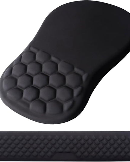 Mouse Pad Wrist Support, Laokiiy 2 in1 Keyboard Wrist Rest+ Ergonomic Mouse Pad, Non-Slip Wrist Rest for Computer Keyboard, Made Easy Typing & Relieve Wrist Pain（Black
