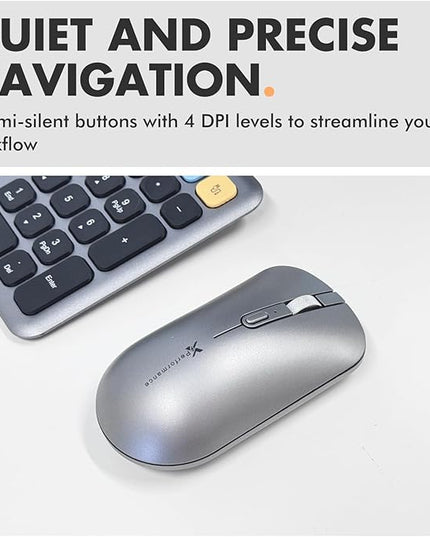 X9 Wireless Bluetooth Keyboard and Mouse Combo (Bluetooth, 2.4Ghz, USB C Wired) - Multi-Device Rechargeable Slim Keyboard and Mouse for Laptop, Windows, PC, Mac, iPad iOS, Android
