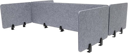 Stand Up Desk Privacy Panel, 6Pcs Clamp-On Acoustic Desk Divider Table Mounted Privacy Panel Sound Proof Dividers(2Long Panel 47.25x16In&4 Short Panel 23.6x16In) (2Long Panel -59x16In)