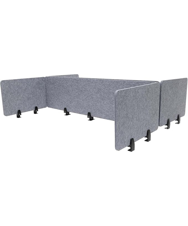 Stand Up Desk Privacy Panel, 6Pcs Clamp-On Acoustic Desk Divider Table Mounted Privacy Panel Sound Proof Dividers(2Long Panel 47.25x16In&4 Short Panel 23.6x16In) (2Long Panel -59x16In)