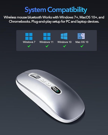 AI Wireless Mouse for Laptop PC- Enabled Bluetooth Mouse with Voice Recording & AI Summarize,Ergonomic Presenter Laser Pointer Remote,USB Rechargeable High-Performance Office Device