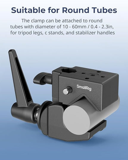 SMALLRIG Super Clamp Kit, Heavy Duty Max Load 33lb /15kg, with a 1/4"-20 & a 3/8"-16 Top Screw on a 5/8" Stud, for Photography Studio Video Camera Lighting, for Round Pipe and Flat Surface