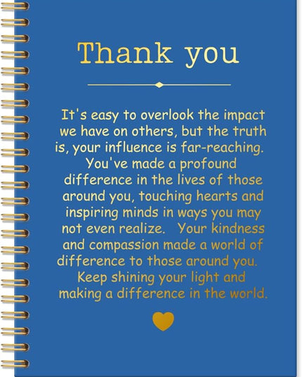 Thank You Navy Blue Hardcover 160 Pages Spiral Notebooks, Funny Thank You Gifts for Women Men Coworkers Leader Mentor, Appreciation Gifts for Employees, Thanksgiving Gifts for Colleagues Leaders