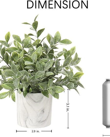 Hollyone Mini Artificial Potted Plants Fake Plants in Marble Pots, 1Pcs Plastic Eucalyptus Greenery Faux Plants for Home Office Desk Room Centerpiece Shelf Décor
