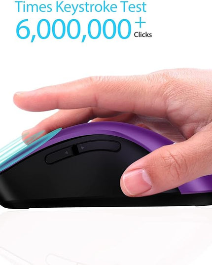 memzuoix 2.4G Wireless Mouse, 1400 DPI Computer Mice with USB Receiver, Portable Wireless USB Mouse Battery Powered Cordless Mice for Laptop, PC, Desktop, 5 Buttons, Purple