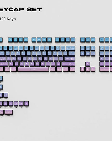 Bichi Mao Gradient Color Custom Keycaps,120 Keys ASA PC PBT Keycap Set, Dye Sub Shine Through 4-Sided Crystal Key Caps, Universal Compatiability Keycaps for MX Switches Mechanical Keyboard