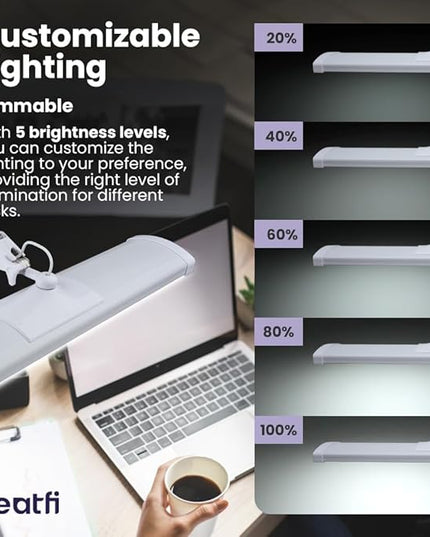 Neatfi 3,500 Lumens Ultra Task Lamp, 26 Inches Metal Lamp, Dimmable, 45W, 270 Pcs SMD LEDs, Desk Light for Home, Office (Non-CCT with Base, White)