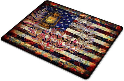Square Mouse Pad Colorful Diya Lamp and National Flag-1,Gaming Mouse Pads for Desk,Soft Computer Waterproof Non-Slip Mouse Mat