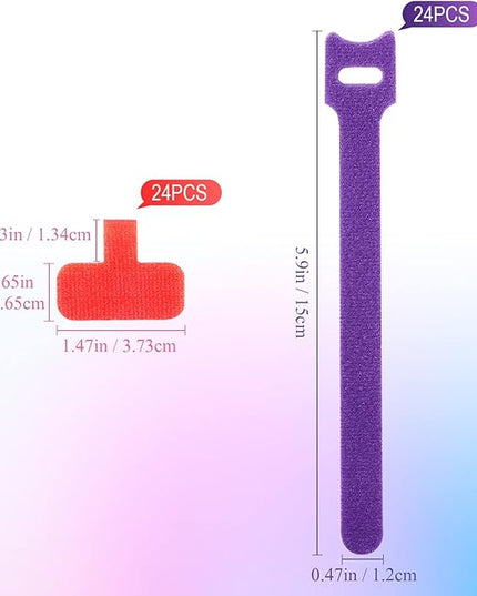 TaoBary 48 Pcs Cord Labels Electronics & Reusable Cable Ties for Charging Cords Organizer, 24 Labels Tags 24 Fastening Ties for Management Home Supplies Office Desk
