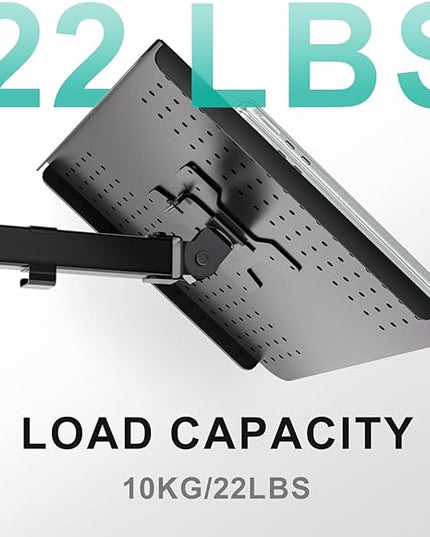 WALI Laptop Tray Desk Mount for 17inch Notebook, Fully Adjustable Laptop Arm up to 22lbs, Monitor Mount with Vented Cooling Platform Stand (M00LP), Black