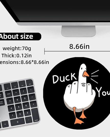 Funny Duck Small Mouse Pad, Cute Mousepad with Non-Slip Rubber Base, Round Mouse Pads for Desk Accessories Laptop Gaming Office Supplies Decor(8.6 x 8.6 Inch)