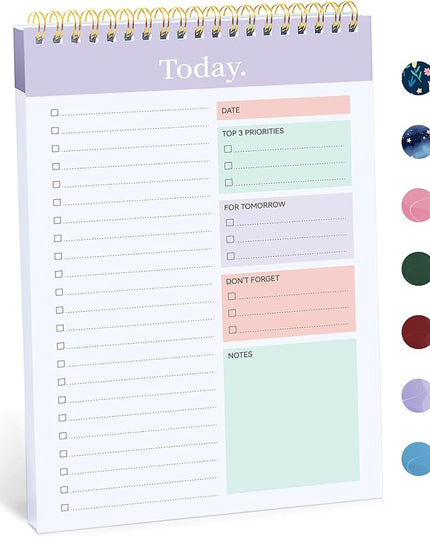 Taja To Do List Notepad - To Do List Notebook for Work with 52 Sheets, 9.8" x 6.5", Undated Daily Planner Perfect for Daily Tasks and Goal Setting, Notepad Suitable for Office, Home & School - Violet Dream