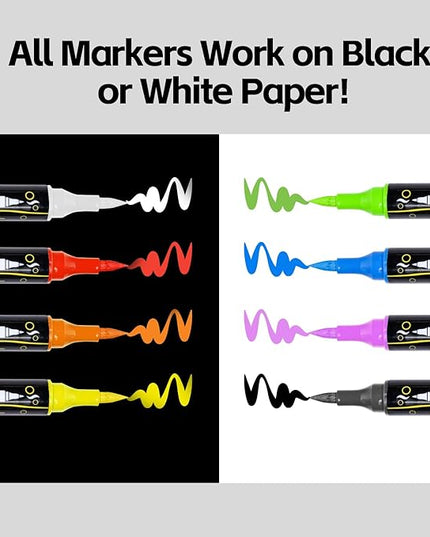 WINSONS 60 Colors Acrylic Paint Markers, Dual Tip with Fine Tip and Brush Tip Pens for Rock Painting Supplies, Canvas, Wood, Calligraphy, Metal, Ceramic, Glass, DIY Crafts Art Supplies Kit