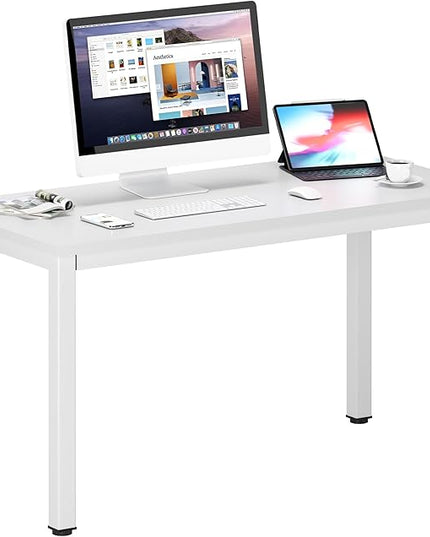 DlandHome 47 inches Medium Computer Desk, Home Composite Wood Board Desk, Decent and Steady Home Office School Desk/Workstation/Table, BS1-120WW White and White Legs, 1 Pack