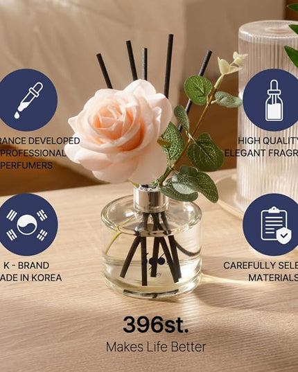396 st. Rose Flower Reed Diffuser, Black Cherry, 200ml(6.7oz) / Reed Diffuser Sets, Home Fragrance, Scented Oils, Home & Bathroom Décor