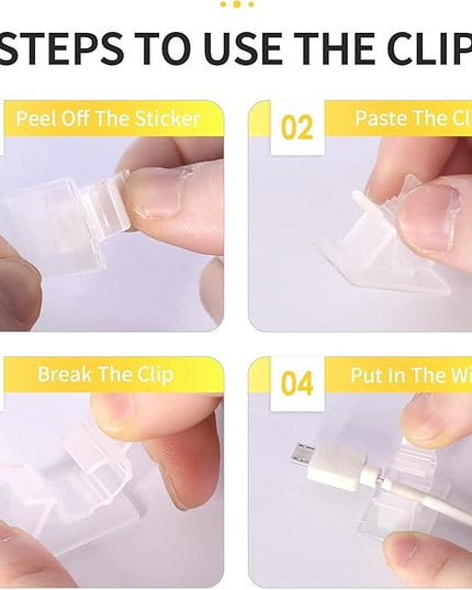 Viaky 30 Pcs Clear Cable Clips Self Adhesive Backed Nylon Adjustable Wire Management Transparent Drop Wire Holder for 0.5 Inch (12.5mm) Cables