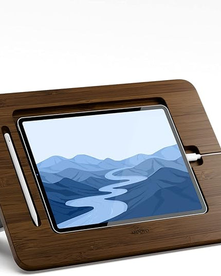 Bamboo Tablet Drawing Stand Tablet Holder - Portable & Adjustable 5 Angles,Laptop Stands Riser,Compatible with 12.9/13 inch iPad Pro-3rd-7th Gen(Walnut Varnish)
