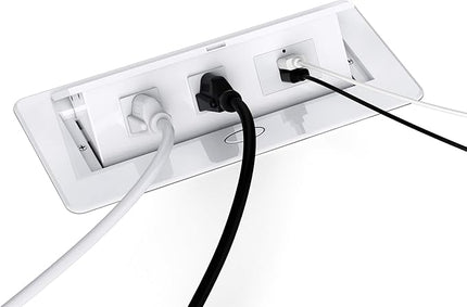 Pop up Power Strip,Recessed Electrical Outlet Power Hub Connectivity Box, Desktop Socket with 2 Outlets & 2 USB Charging Ports for Table Conference Room Countertop, UL Listed