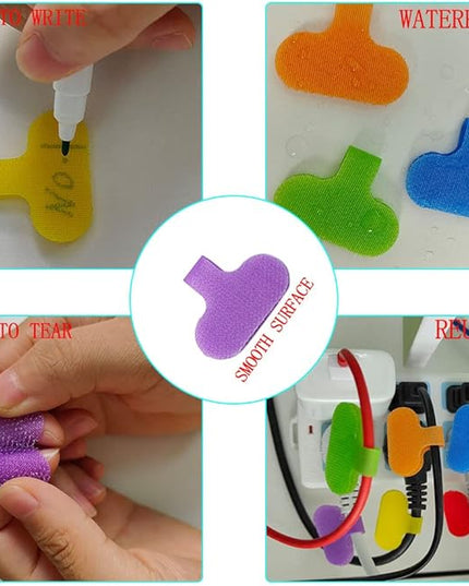 30 PCS Cable Labels, Oval Multi-Color Electronic Cable Identification Tags Write On Cord Labels, for Management and Ldentification