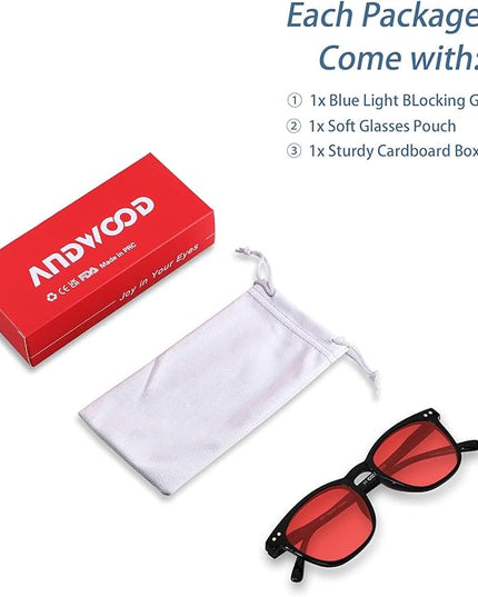 ANDWOOD Blue Light Blocking Glasses Women Men Computer Small Face Clear Bluelight Blocker Eyeglasses Frame