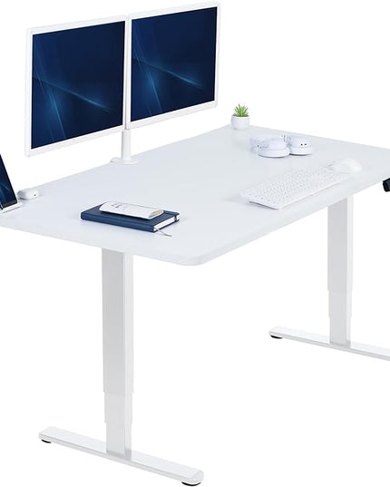 VIVO Electric 55 x 28 in Dual Motor Sit Stand Desk, Memory Height Adjustment, 2B Series, White Top White Frame, DESK-KIT-2W55W