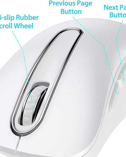 memzuoix 2.4G Wireless Mouse, 1400 DPI Computer Mice with USB Receiver, Portable Wireless USB Mouse Battery Powered Cordless Mice for Laptop, PC, Desktop, 5 Buttons (White)