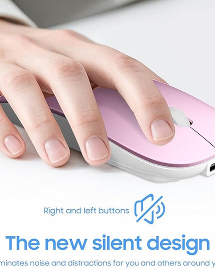 SUNGI Bluetooth Mouse,Slim noiseless Click Rechargeable Wireless Mice for MacBook pro MacBook Air/iPhone/ipad/Tablet/Laptop/Notebook,Pink