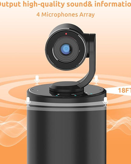 TOUCAN Video Conference Camera with 4 Noise-Cancelling Mics, Speaker, Adjutable Camera, 1080p Detachable USB Webcam Plug and Play Works with Zoom, Microsoft Teams and More, for PC/Mac/Laptop
