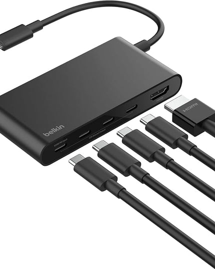 Belkin USB C Hub, 5-Port Hub w/ 4K HDMI Display @ 60Hz, 100W Power Delivery, Fast Data Transfer 10Gbps, USB C Multiport Adapter - Compatible with MacBook, iPad Pro, Chromebook, & More