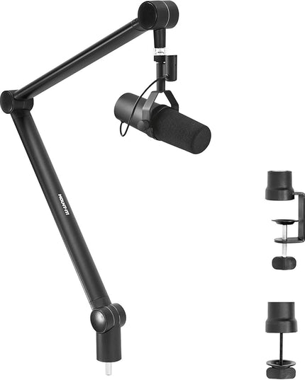 MOUNT-IT! Adjustable Microphone Boom Arm [3/8’’ to 5/8’’ Screw Adapter] Suspension Scissor Mic Stand, Desk Mount For Blue Snowball, Yeti, & Other Studio and Gaming Microphones (With Cable Management)