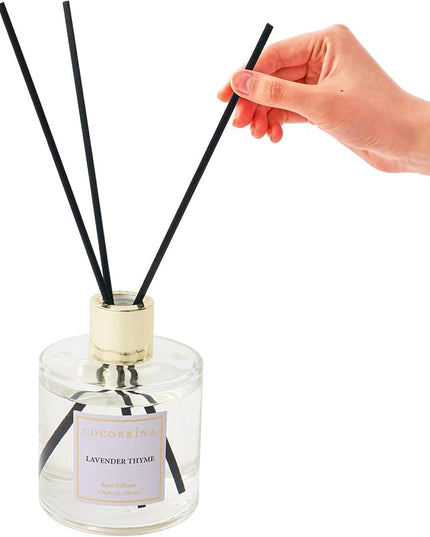 Cocorrína Flower Reed Diffuser - Lavender Thyme 6.7oz Scented Diffuser with Sticks Home Fragrance Essential Oil for Bathroom Shelf Decor (Artificial Flower)