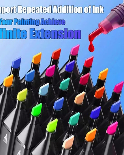 Alcohol Markers 168 Colors with Base Dual Tip Art Drawing Markers for Anime Sketch Illustrations - Refillable