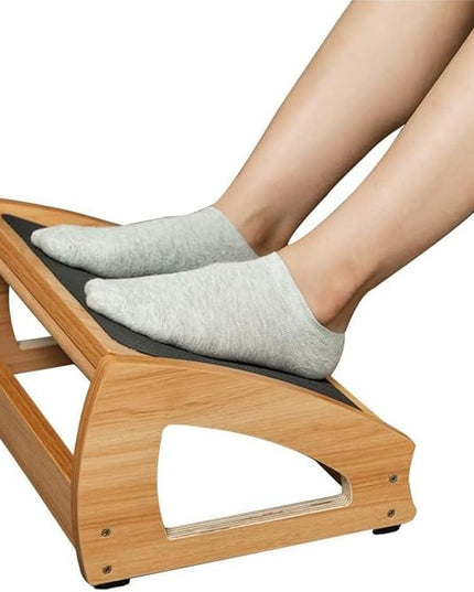 StrongTek Ergonomic Under Desk Footrest, 3 Adjustable Heights Wooden Office Footrest, Large Anti-Slip Surface, Improves Posture and Blood Circulation, up to 400lbs (Natural)