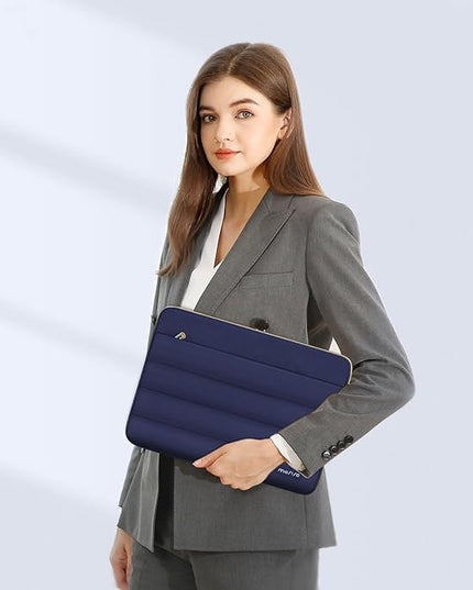MOSISO 13.3 inch Laptop Case, 13-13.3 inch Puffy Laptop Sleeve Compatible with MacBook Air 13 13.6 M4 M3 M2 M1/Pro 13/Pro 14, HP Dell ASUS Lenovo,Polyester Horizontal Bag with Small Case, Navy Blue