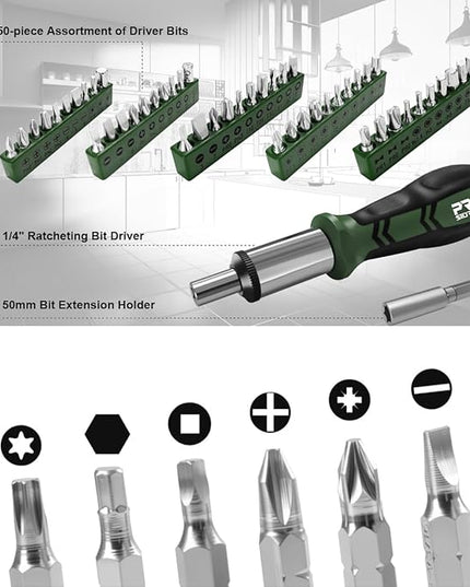 Prostormer 259-Piece Tool Kit, General Household Hand Tool Set with Plastic Storage Toolbox, Portable Complete Repair Tool Box for Home and Car (Green)