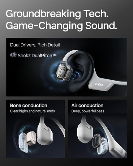 SHOKZ New OpenRun Pro 2 Mini- Open-Ear, Bone Conduction Sport Headphones - with Reflective Strip - Sweat Resistant, Workout Headphones - Secure, Wireless, Comfortable Fit-Deep Bass and Smart Mic App