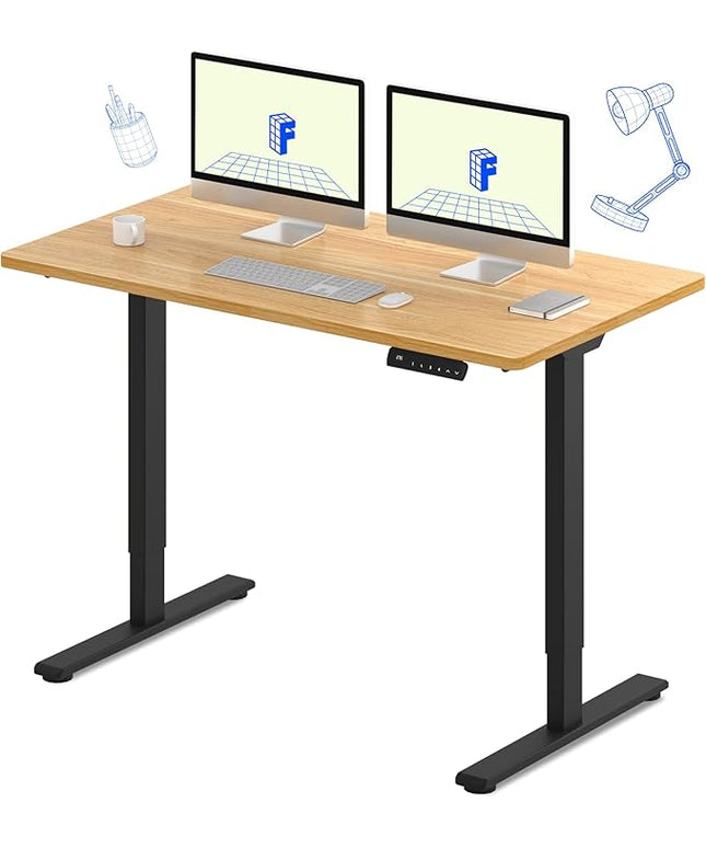FLEXISPOT E3 Dual Motor Electric Standing Desk 55 x 28 Sit Stand Up Desk, Holds 220 lbs, Adjustable Height w/Memory Presets, One-Piece Maple Desktop & Black Frame, Ships in 2 Boxes