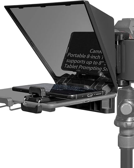 FEELWORLD TP2A Portable 8-inch Teleprompter Supports up to 8" Smartphone/Tablet Prompting Smartphone DSLR Shooting with Remote Control & Lens Adapter Rings