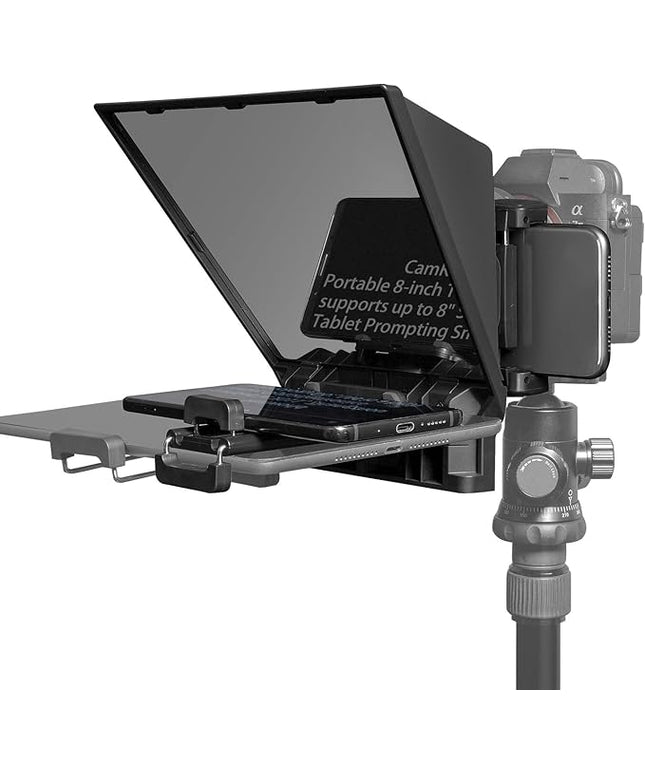 FEELWORLD TP2A Portable 8-inch Teleprompter Supports up to 8" Smartphone/Tablet Prompting Smartphone DSLR Shooting with Remote Control & Lens Adapter Rings