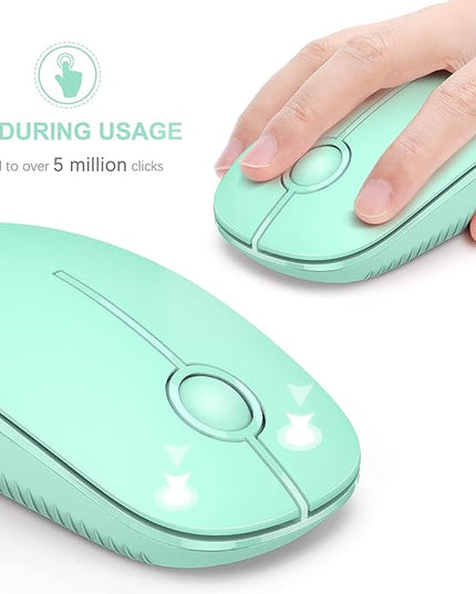 VssoPlor Wireless Mouse, 2.4G Slim Portable Computer Mice with Nano Receiver for Notebook, PC, Laptop, Computer (Mint Green)