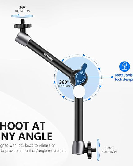 NEEWER 5.9"/15cm Adjustable Friction Magic Arm with 1/4" Screw on Both Ends, Compatible with SmallRig Cage, Flash/LED Light/Microphone/Monitor/SuperClip, Max Load 4.4lb/2kg, ST15