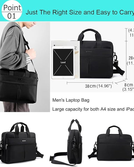 zhongningyifeng Laptop Bag 14 Inch, Slim Computer Bag for Men Women, Messenger Shoulder Bag, Lightweight Office Work Business Bag