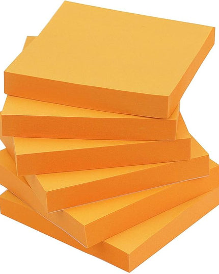 Early Buy Sticky Notes 3x3 Self-Stick Notes Orange Color 6 Pads, 100 Sheets/Pad